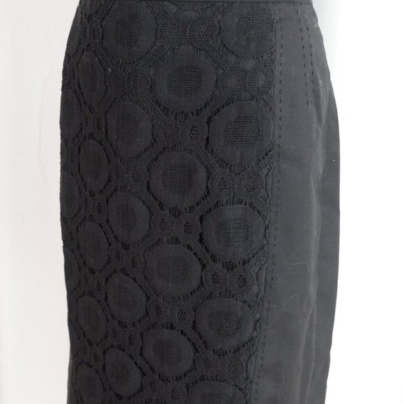 Tory Burch Black Lace Front Wool Pencil Skirt Sz 4 - Picture 5 of 8